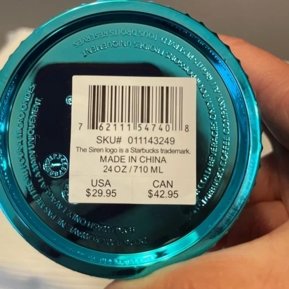 Starbucks Summer 2023 Blue Splash Chrome Bling Studded 24oz Tumbler. NWT. Blingy - Picture 6 of 6